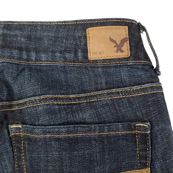 American Eagle Jeans Women 8 31x25 Artist Crop Stretch Low Rise Dark Blue Denim - Picture 7 of 13